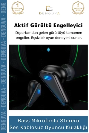 #Kulaklık 3D Stereo ANC Gürültü Engelleyici Suya Dayanıklı Mikrofonlu Bluetooth Kablosuz Oyuncu Kulaklık