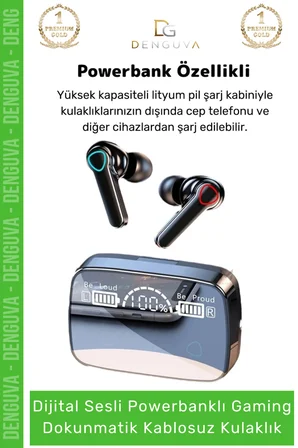 #Kulaklık Powerbank LED Ekran Oyuncu ANC Suya Dayanıklı HD Ses 53 Mikrofonlu Kablosuz Kulaklık