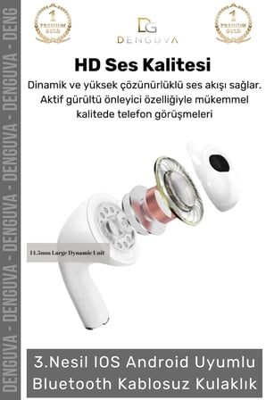 #Kulaklık Bluetooth 52 Aktif Gürültü Önleyici Stereo HD Ses Su Geçirmez Kulak İçi Kablosuz Kulaklık