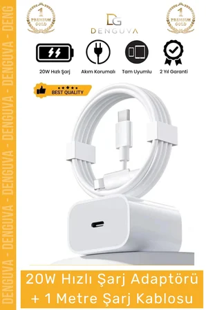 #ŞarjAleti iPhone 20W USBC Hızlı Şarj Adaptörü Lightning Kablo Akım Korumalı Seti 14 15 Plus Pro