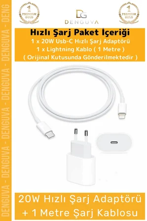 #ŞarjAleti iPhone 20W USBC Hızlı Şarj Adaptörü Lightning Kablo Akım Korumalı Seti 14 15 Plus Pro