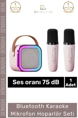 #KaraokeSeti Kablosuz Taşınabilir Lityum Pilli Bluetooth 20W Güçlü Ses Karaoke Mikrofon Hoparlör Seti