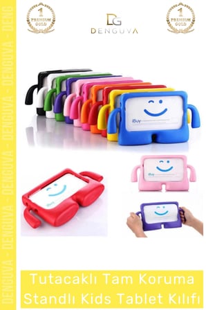 #TabletTutucu Apple iPad 7 8 9 Nesil 10 2 Inç Yumuşak Dokulu Tutacaklı Darbe Tam Koruma Standlı Kids