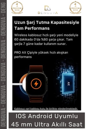 #AkıllıSaat Watch8 Ultra 2023 Smart Watch Su Geçirmez Nabız Ölçer iOS Android 45mm Ultra Akıllı Saat