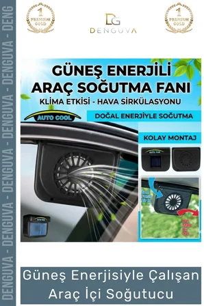 #AraçFanı Güneş Enerjili Auto Cool Portatif Oto Havalandırma Fan Sistemi Çalışan Araç İçi Soğutucu