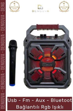 #Hoparlör Taşınabilir Bluetooth Amfili Hoparlör 65 inç USB Aux Şarjlı Mikrofon Siyah Karaoke Box