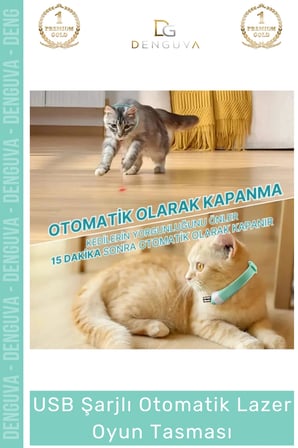 #kedilazeri otomatik usb şarjlı i̇nteraktif ayarlanabilir silikon kapanma kedi lazer oyun tasması