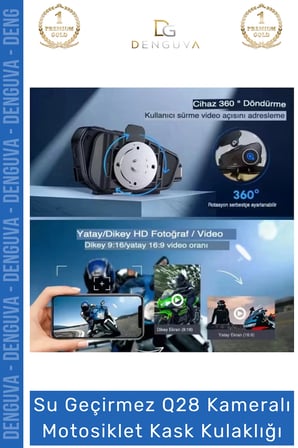 #KaskKulaklığı Q28 Bluetooth 53 HD 1080P IPX6 Su Geçirmez Interkom Kameralı Motosiklet Kask Kulaklığı