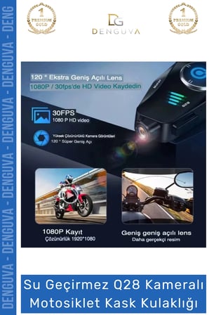 #KaskKulaklığı Q28 Bluetooth 53 HD 1080P IPX6 Su Geçirmez Interkom Kameralı Motosiklet Kask Kulaklığı