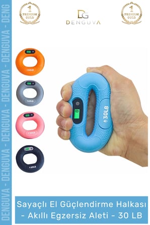 #ElYayı Dijital Ekranlı El Güçlendirici Bilek Antrenman Silikon Akıllı Egzersiz Aleti 30 LB - 1 Adet