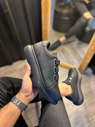 Pabucmarketi Erkek Sneakers Ayakkabı Siyah (Siyah Taban)