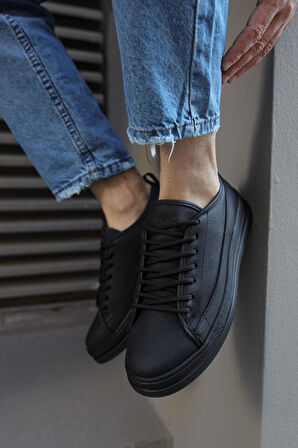 Pabucmarketi Erkek Sneakers Ayakkabı Siyah (Siyah Taban)