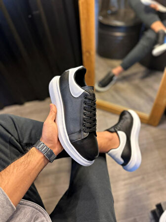 Pabucmarketi Erkek Günlük Ayakkabı Yüksek Taban Siyah