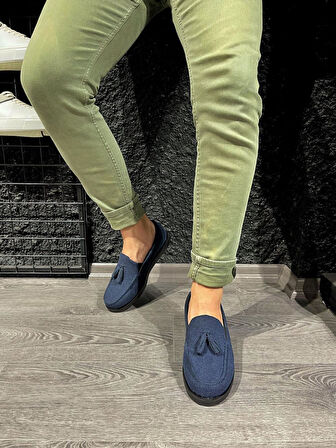 Pabucmarketi Erkek Loafer Ayakkabı Mavi