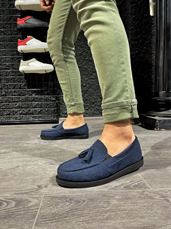 Pabucmarketi Erkek Loafer Ayakkabı Mavi