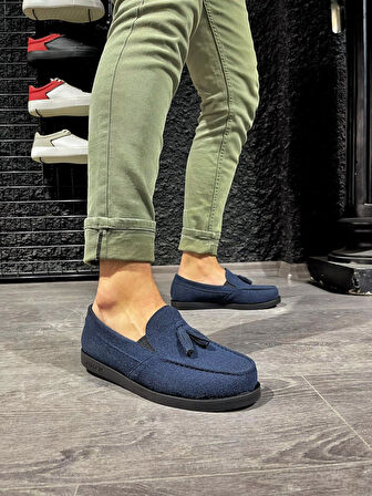 Pabucmarketi Erkek Loafer Ayakkabı Mavi