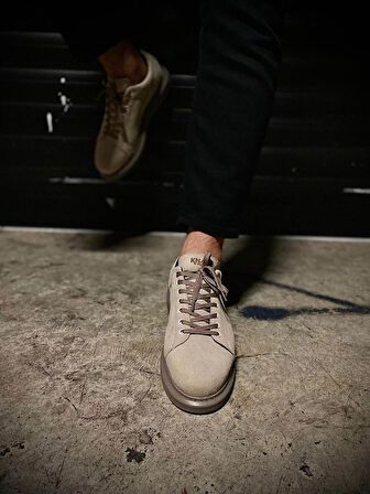 Pabucmarketi Erkek Günlük Ayakkabı Yüksek Taban Vizon Süet