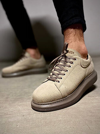 Pabucmarketi Erkek Günlük Ayakkabı Yüksek Taban Vizon Süet