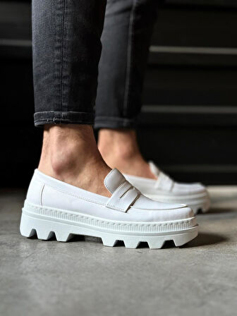 Pabucmarketi Erkek Yüksek Taban Klasik Ayakkabı Beyaz