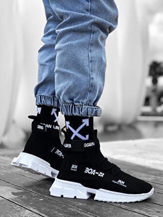 Pabucmarketi Tarz Spor Bot SİYAH (BEYAZ TABAN)