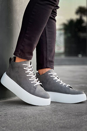 Pabucmarketi Bağcıklı Erkek Spor Bot ANTRASİT (BEYAZ TABAN)