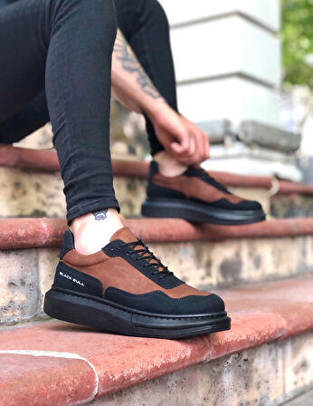 Pabucmarketi Bağcıklı Erkek Ayakkabı TABA SİYAH (SİYAH TABAN)