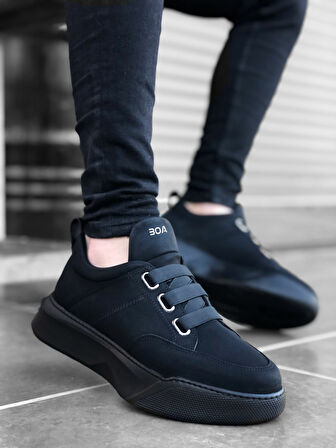 Pabucmarketi Bantlı Erkek Spor Ayakkabı SİYAH (SİYAH TABAN)