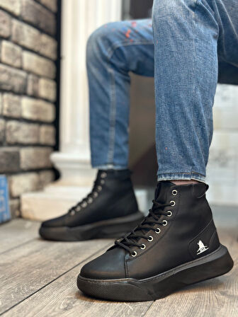 Pabucmarketi Bağcıklı Erkek Spor Bot SİYAH (SİYAH TABAN)