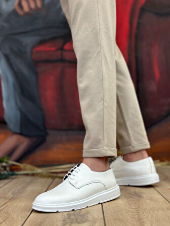 Pabucmarketi Bağcıklı Casual Erkek Ayakkabı BEYAZ (BEYAZ TABAN)