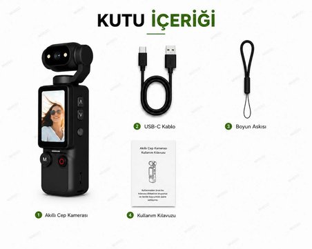 Blc Mini Wifi Vlog Kamera Akıllı Cep Kamerası 180° Dönebilen Lens 1080P Full Hd Kamera 1.9'' Ekran MP3 Çalar 2000mAh Batarya Taşınabilir Klipsli Mini Video Aksiyon Kamera