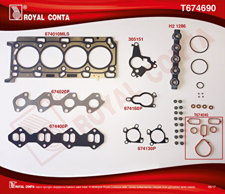 Renault Motor Ust Takım Conta Nissan Nv 400 11> Renault Master 2.3 DCI 10> Opel Movano 2.3 DCI 10> - Royal T674690