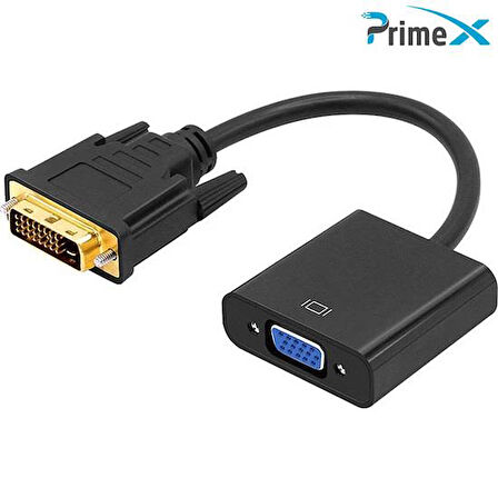 PrimeX PX-1300 DVI to VGA Aktif Dönüştürücü Kablo (DVI-D Erkek VGA Dişi)