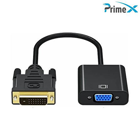 PrimeX PX-1300 DVI to VGA Aktif Dönüştürücü Kablo (DVI-D Erkek VGA Dişi)