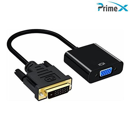 PrimeX PX-1300 DVI to VGA Aktif Dönüştürücü Kablo (DVI-D Erkek VGA Dişi)