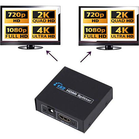 PrimeX PX-5002 1080P 2K 4K UHD 2 Port HDMI Spliter (Adaptörlü)