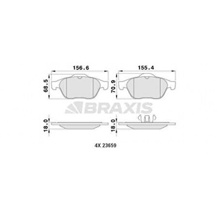 Renault On Fren Balatası Laguna II 1.6 16v 1.8 16v 1.9 3.0 V6 Megane II 05 1.6 16v 1.5 2.0 1.9 - Braxıs Aa0111