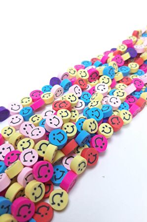 Boncuk Fimo Desenli Smiley 40lı