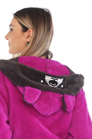 Puffy Nakışlı Kapşonlu Wellsoft Peluş Sabahlık | Bornoz