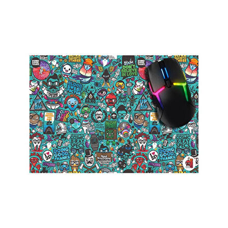 Doodle Blue Gaming Oyuncu Mouse Pad