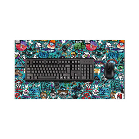 Doodle Blue XL 70x40 Cm Oyuncu Gaming Mouse Pad