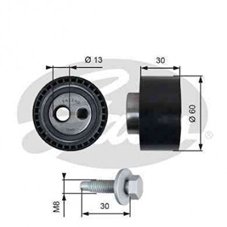 Psa Eksantrık Gergi Rulmanı (ayarlı) P206 P306 P307 P406 Berlingo Jumper Jumpy Ducato Xsara 2,0 Hdi (98 - Gates T41140