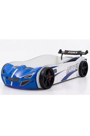 Arabalı Yatak, Turbo GTI Rüzgarlıklı Ledli Arabalı Çocuk Yatağı, 100x190 cm - Mavi