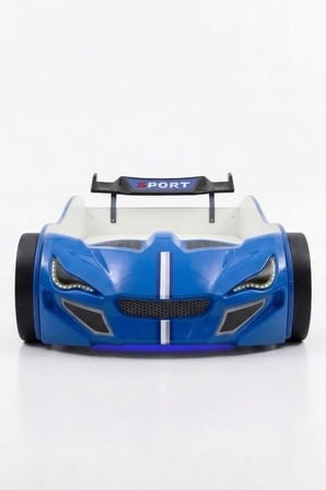 Arabalı Yatak, Turbo GTI Rüzgarlıklı Ledli Arabalı Çocuk Yatağı, 100x190 cm - Mavi