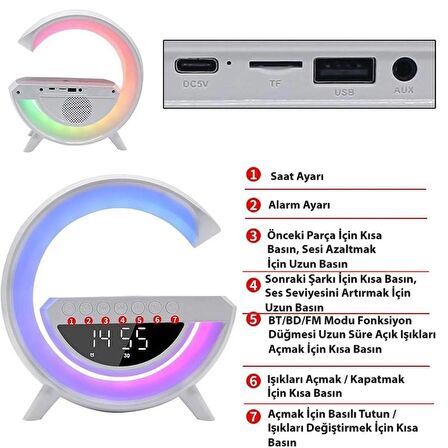 Enarose Sesli Görüşmeli Şarjlı Işıklı Masa Saati ATC3401