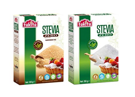 Takita Stevia Zero Kahverengi ve Beyaz Toz Tatlandırıcı 250 gr 2 Adet