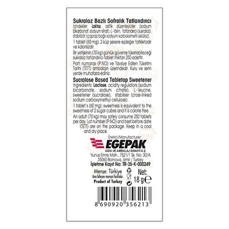 Takita Sukralozlu Tablet Tatlandırıcı 300 Tablet