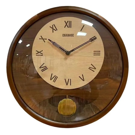 Enarose EW5907 PİLLİ Sarkaçlı Ahşap Duvar Saati MELODİ ve GONG ÇALMAZ