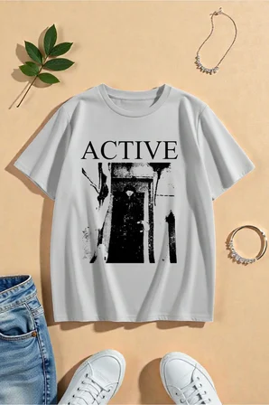 Unisex Active Baskılı Tasarım Tshirt