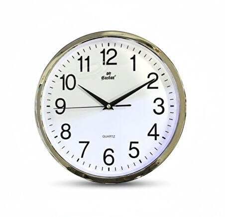 Eastar Metalize Kaplamalı Kabartma Rakamlı Duvar Saati 834
