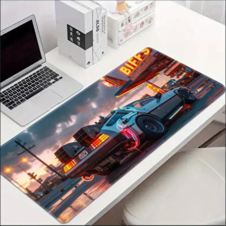 70X30 CM GELECEĞE DÖNÜŞ ARABASI TEMALI KAYDIRMAZ TABAN SPEED YÜZEY OYUNCU MOUSE PAD GAMİNG